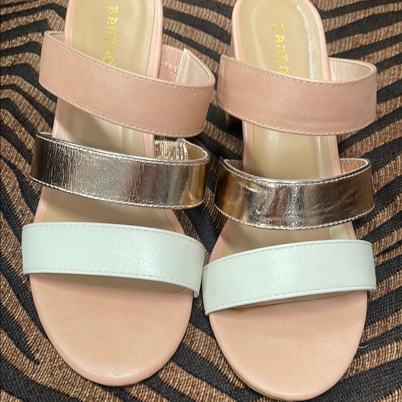 BAMBOO Pink and Cream Sandals with Modern Straps - Picture 4 of 6